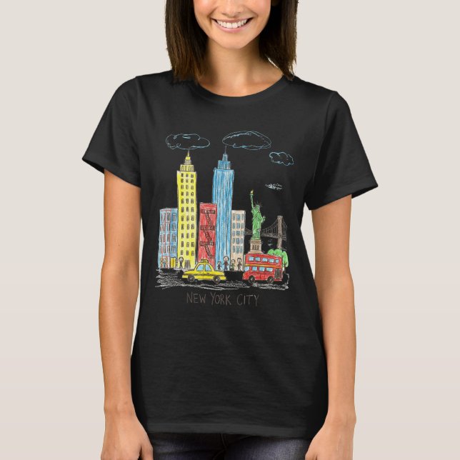 T-shirt New York City Skyline Illustration Urban Kids Art  (Devant)