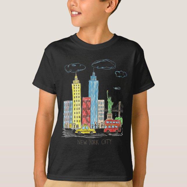 T-shirt New York City Skyline Illustration Urban Kids Art  (Devant)