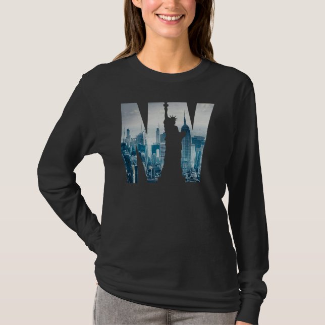 T-shirt New York City Skyline  New York Illustration Graph (Devant)