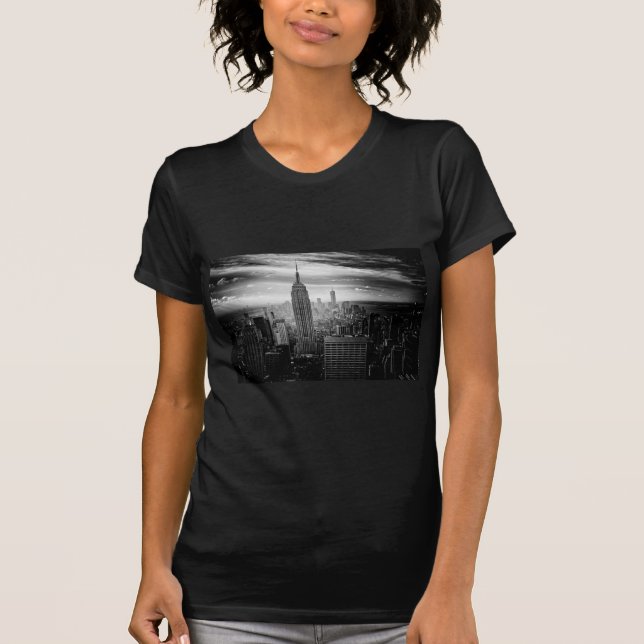 T-shirt New York City Skyline noir et blanc (Devant)