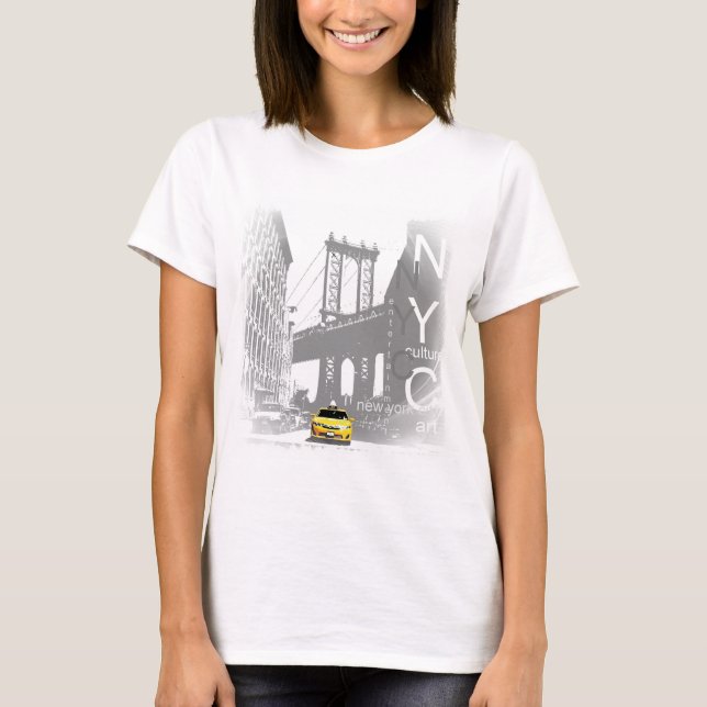 T-shirt New York City Taxi jaune Pop Art (Devant)