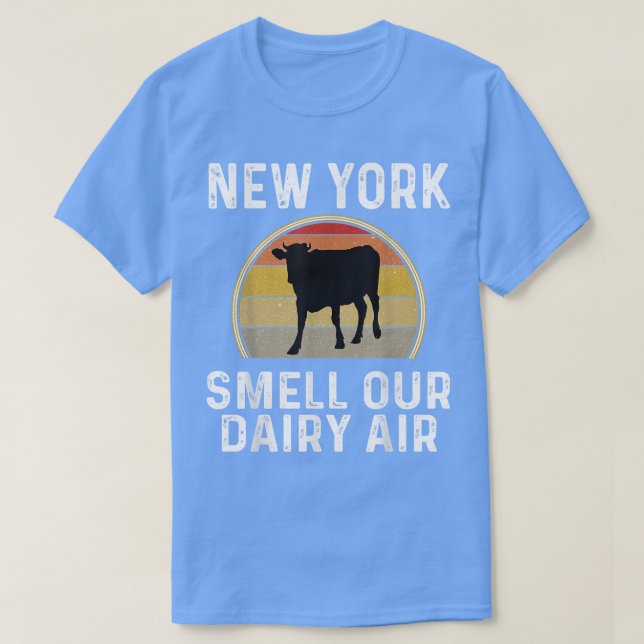 T-shirt New York Dairy Farmer Smell Our Dairy Air Retro Co (Design devant)