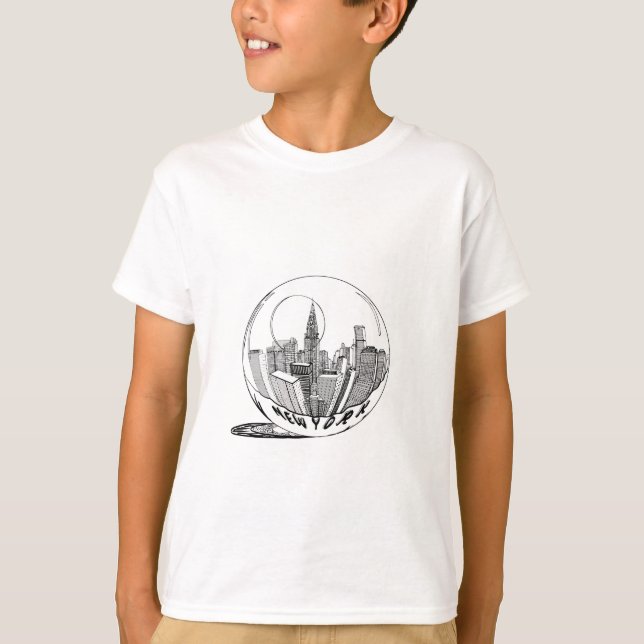 T-shirt New York dans une boule de verre (Devant)
