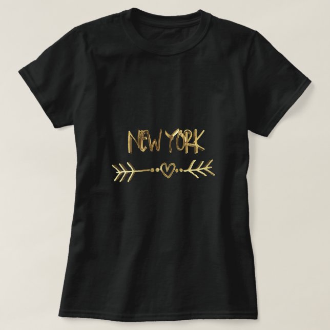 T-shirt New York Gold Look Typographie USA City Elegant (Design devant)