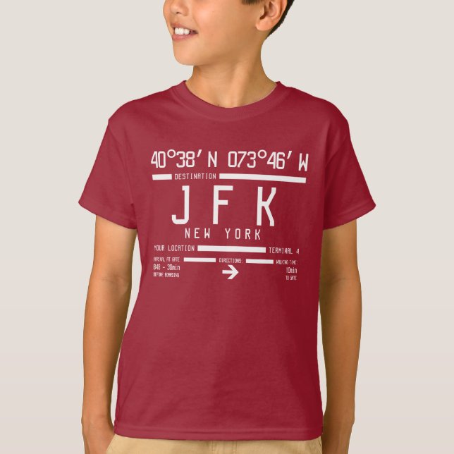 T-shirt New York JFK International Airport Code Enfants (Devant)
