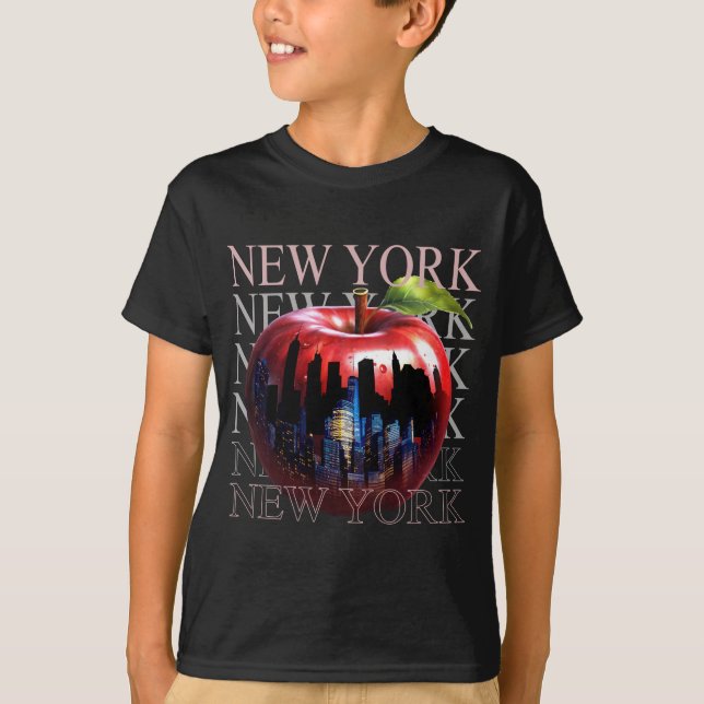 T-shirt New York La Grosse Pomme Fruit Silhouette City (Devant)