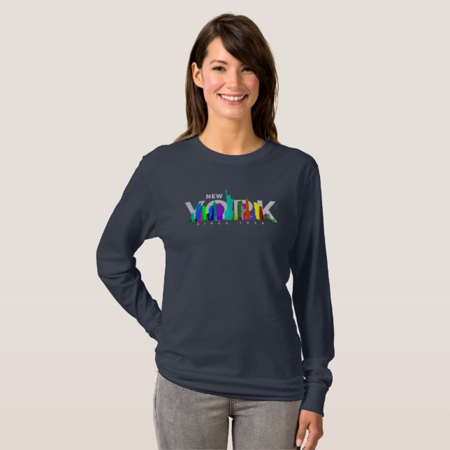 T-shirt New York | Manche longue pour femmes (Devant entier)