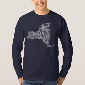 T-shirt New York State Counties Typographic Word Art Map