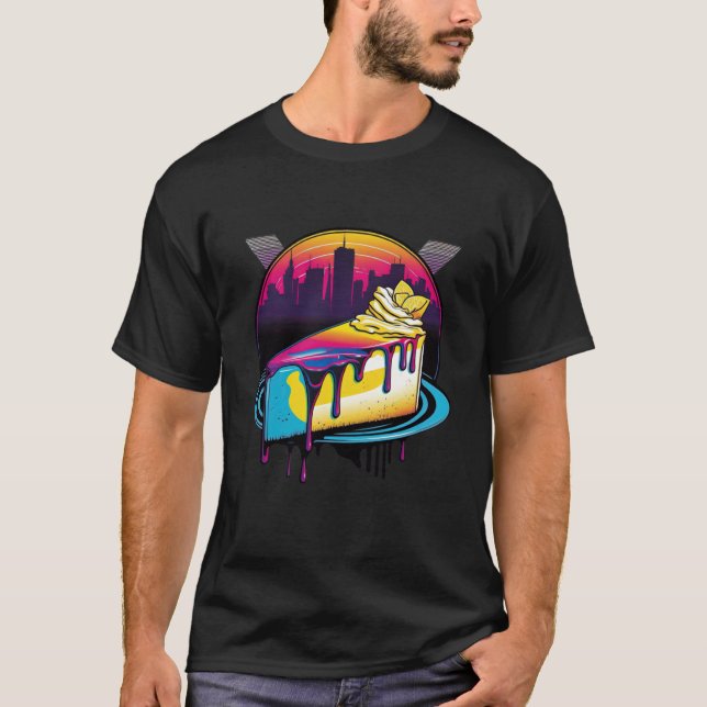 T-shirt New York Style Cheesecake Synthwave 80s Retrowave  (Devant)