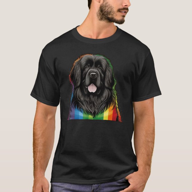 T-shirt Newfie Gay Pride LGBT Rainbow Flag on Newfoundland (Devant)