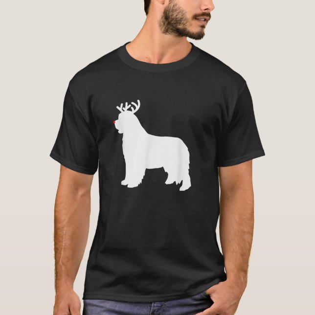T-shirt Newfoundland Reindeer Christmas Dog  (Devant)