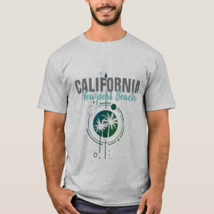T-shirt Newport Beach Californie Palmiers Géométriques