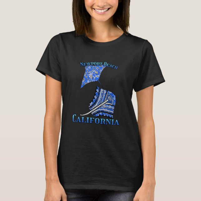 T-shirt Newport Beach Californie Vacances Tribal Stingray (Devant)
