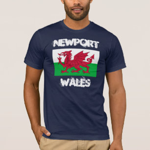 T-shirt Newport, Pays de Galles avec drapeau gallois