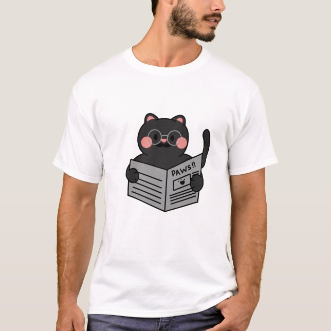 T-shirt Newspaper Breaking News Black Cat - livraison grat (Devant)