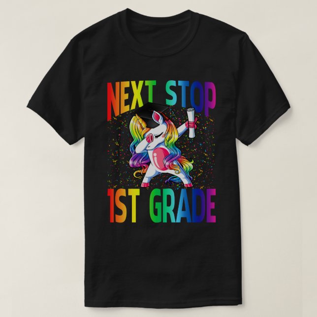 T-shirt Next Stop 1st Graduation Unicorn (Design devant)