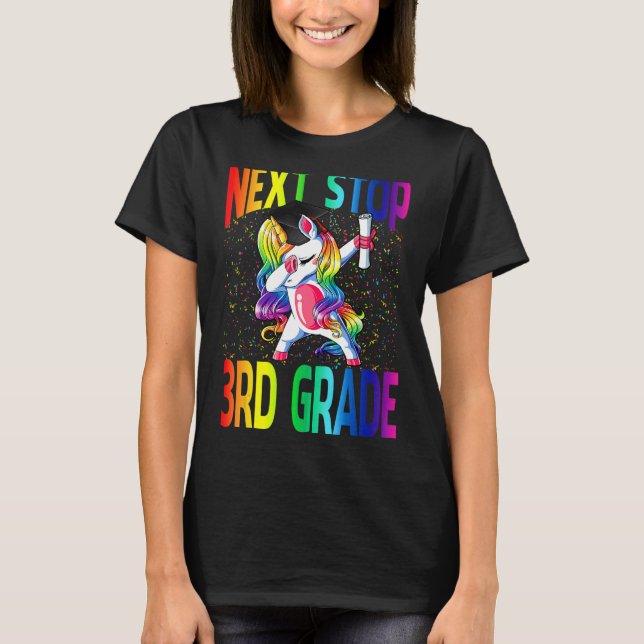 T-shirt Next Stop 3e grade Graduation Unicorn (Devant)