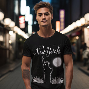T-shirt Ney York City Night Life Sky Line Statue Liberty