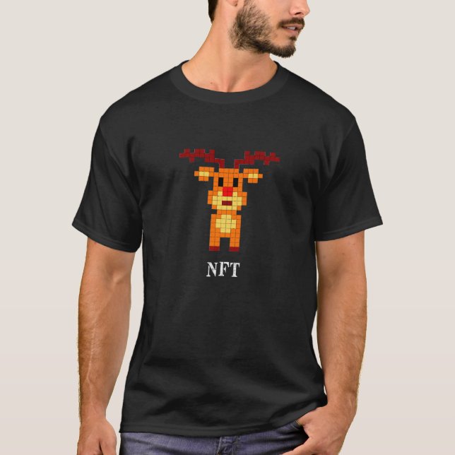T-shirt Nft Santa Claus Deer Pixel Premium (Devant)