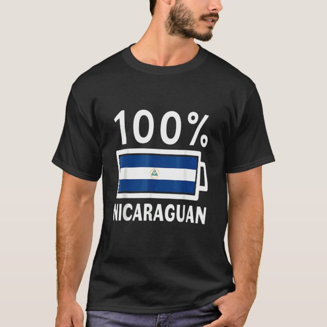 T-shirt Nicaragua Drapeau 100 Nicaragua Batterie Power Tee (Devant)