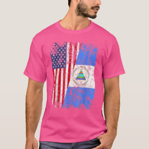 T-shirt NICARAGUA ROOTS Half American Flag USA