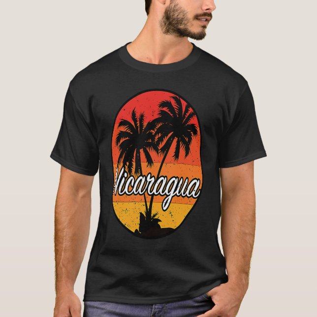 T-shirt Nicaragua Sunset Palm Beach Souvenir (Devant)