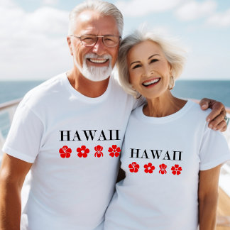 T-shirt Nice Hawaii Fleur Rouge Icônes Couleur Lumière