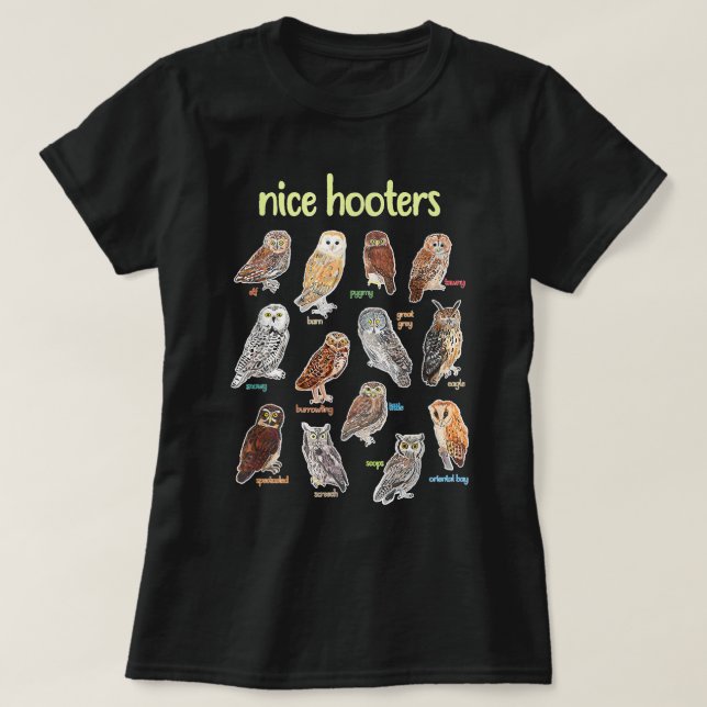 T-shirt Nice Hooters Owl Bird Pun Funny Adult Joke Birdwat (Design devant)