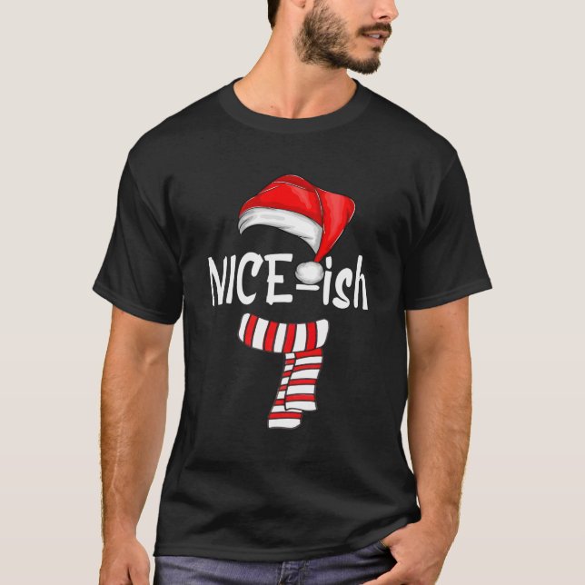 T-shirt Nice-Ish Funny Père Noël Pyjamas de Noël Naugh (Devant)