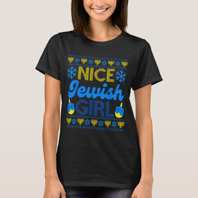 T-shirt Nice Jewish Girl Ugly Happy Hanukkah Sweater Chanu (Devant)