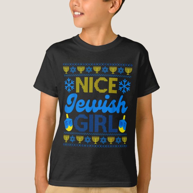 T-shirt Nice Jewish Girl Ugly Happy Hanukkah Sweater Chanu (Devant)