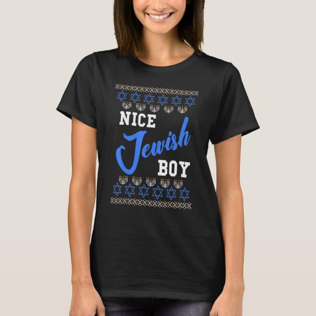 T-shirt Nice juif garçon laid Hanoukka Sweater Chanukah He (Devant)