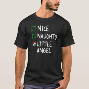T-shirt Nice Naughty Angel Liste de Noël Santa Claus Xma