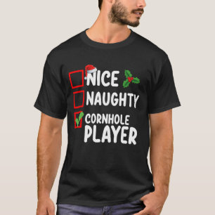 T-shirt Nice Naughty Cornhole Joueur Liste de Noël