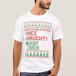T-shirt Nice Naughty entraîneur de rugby amusant Noël Matc