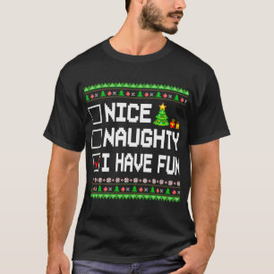 T-shirt Nice Naughty J'Ai Amusant Liste de Noël Enfants Ga