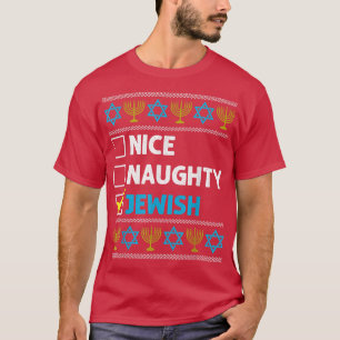 T-shirt Nice Naughty Jewish Hanoukka Ugly Christmas Chanuk
