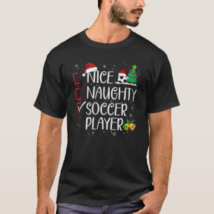 T-shirt Nice Naughty joueur de football Noël Funny Père No