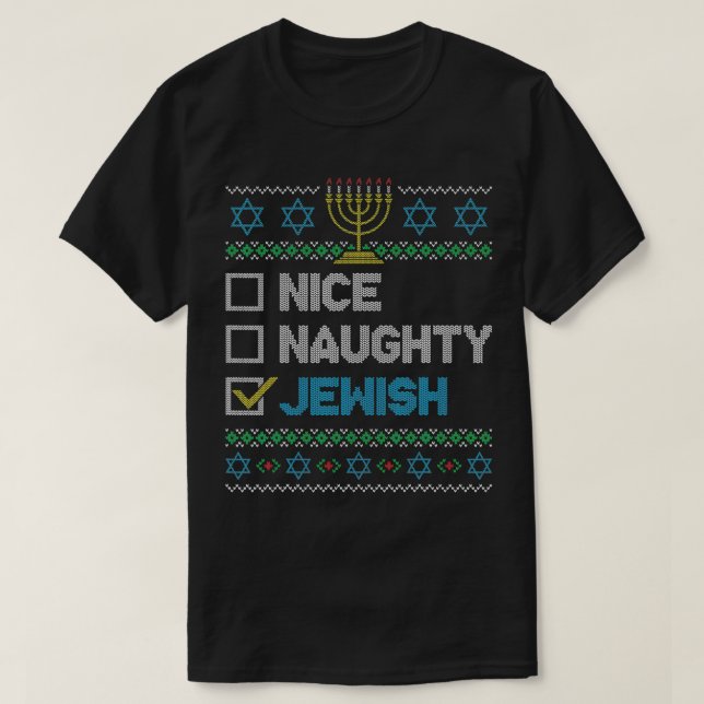 T-shirt Nice Naughty Juif Laid Noël Sweater Funny H (Design devant)