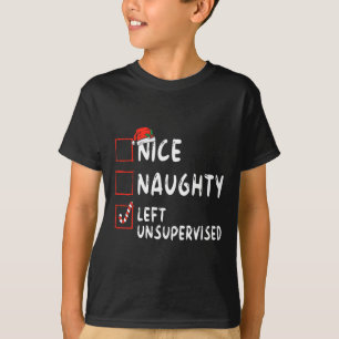 T-shirt Nice Naughty Laissé Sans Surveillance Liste De Noë