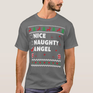 T-shirt Nice Naughty Liste Vilain Noël Design Angel