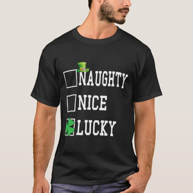 T-shirt Nice Naughty Lucky Jour de la Saint Patrick Shamro (Devant)