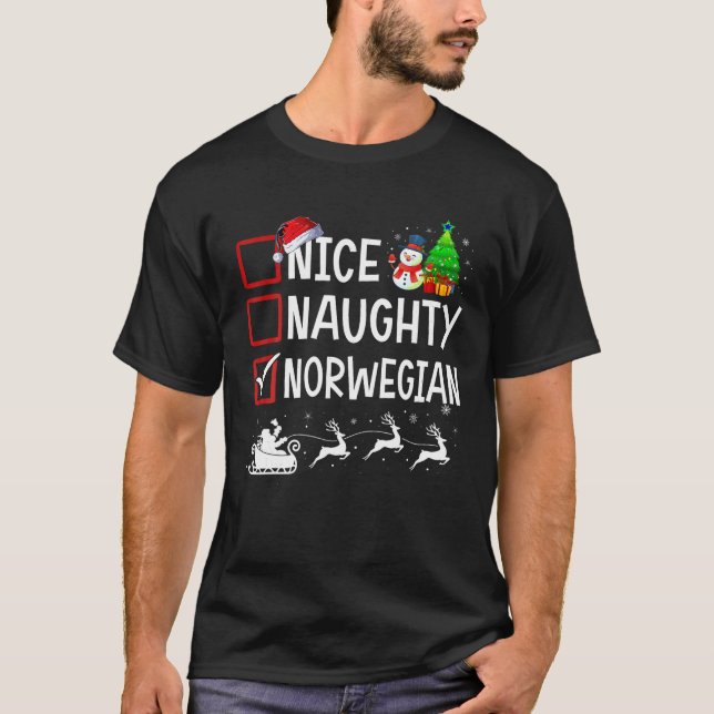T-shirt Nice Naughty Norwegian Christmas Pajama Funny X ma (Devant)