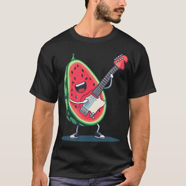 T-shirt Nice Rock Melon Outfit With Cool Electric Guitar C (Devant)