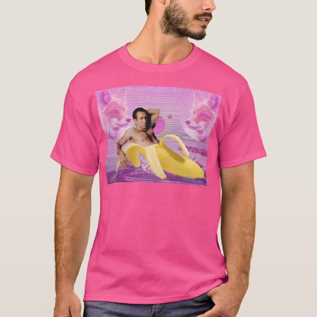 T-shirt Nicholas Cage Banana Vaporwave (Devant)