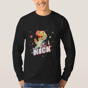 T-shirt NICK - Nom du garçon mignon avec Dinosaur mignon