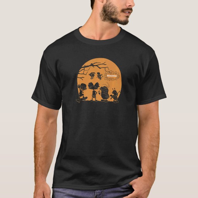 T-shirt Nickelodeon Halloween Groupe hanté coucher de sole (Devant)