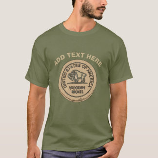 T-shirt Nickle de bison en bois, ajouter du texte