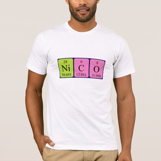 T-shirt Nico nom de la table périodique (Devant)