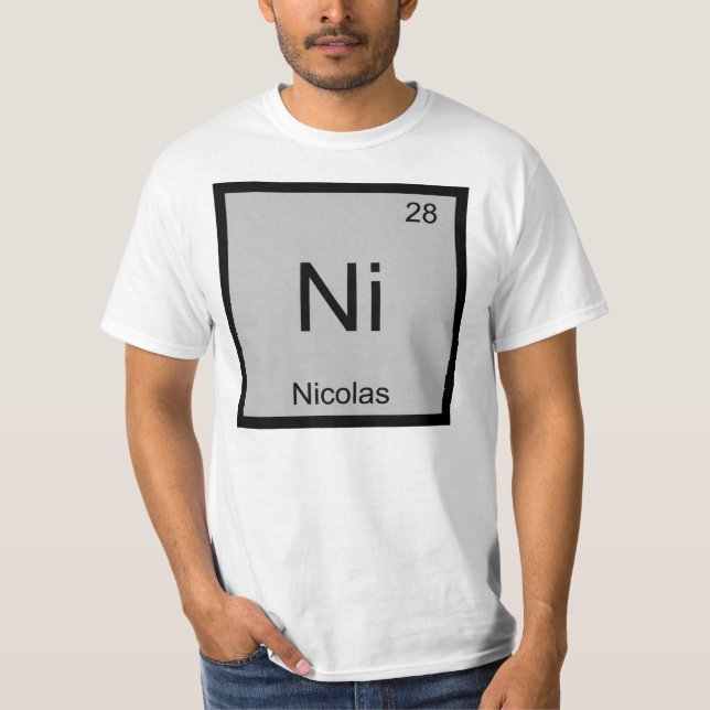 T-shirt Nicolas Nom Chimie Élément Tableau périodique (Devant)